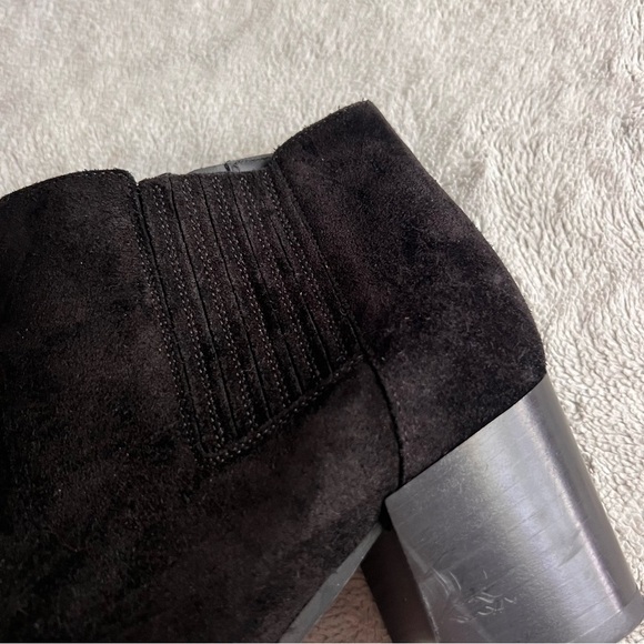 Aquatalia Charlotte Weatherproof Suede Leather Block Heel Ankle Boot Black 7.5 - Picture 6 of 15